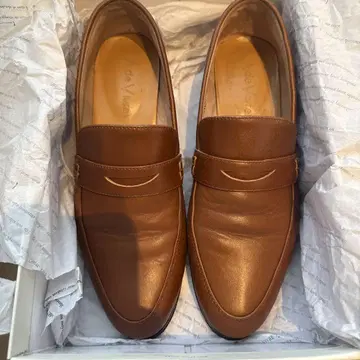 새상품급 아듀 비브르 25cm 천연 가죽 로퍼 카멜