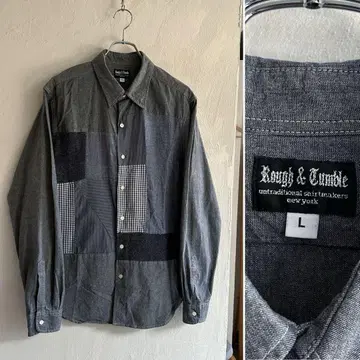 새상품급 Rough&Tumble 패치워크 샴브레이 셔츠 RANDT