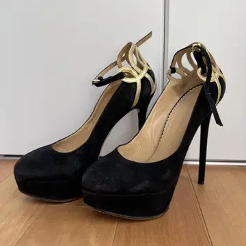 샬롯 올림피아 하이힐 블랙 스웨이드 38