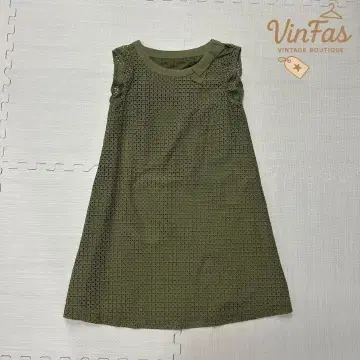 00's vintage 카키 원피스 슬리브리스 내추럴