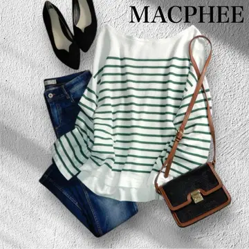 MACPHEE 맥피 코튼 보더 보트넥 티셔츠 긴팔
