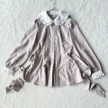 시크릿허니 백리본 프릴 카라 레이스 지뢰 양산 긴팔 블라우스