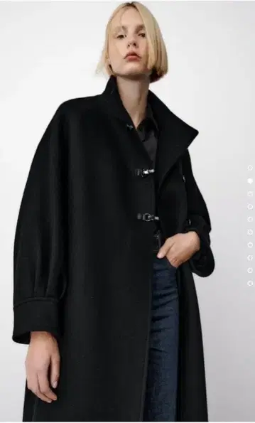 ZARA 울 블렌드 하이넥 롱 코트 블랙