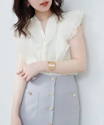 내추럴 꾸뛰르 블라우스 러플 프릴 키넥 블라우스