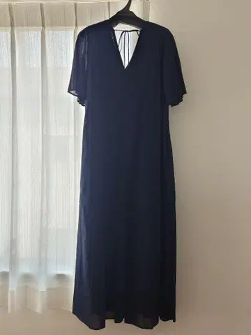 네이비 반팔 롱 원피스 S