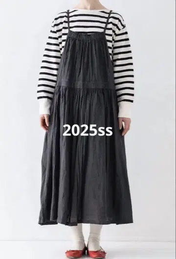 네스트로브 2025 SS 물연사 린넨 에이프런 드레스