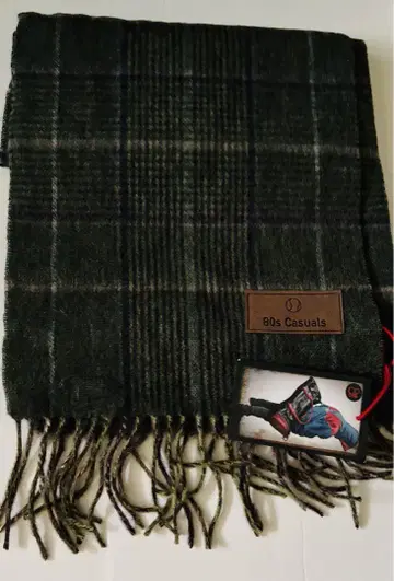 80s Casuals 그린 계열 체크 머플러 택 포함 새상품