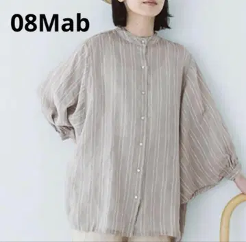 08Mab 린넨 스트라이프 셔츠 돌먼 밴드 카라