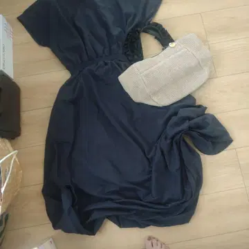 네이비 반팔 티셔츠 원피스 썸머 백