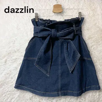 dazzlin 밀리터리 턱 스커트 스트레치 데님 스커트 리본 벨트 S