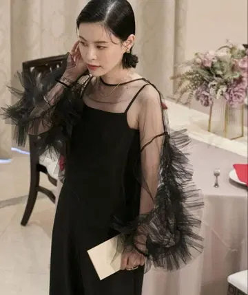 [ forksy. ] [ 포멀 대응 ] 볼륨 튤 프릴 소매 시어 블라우스