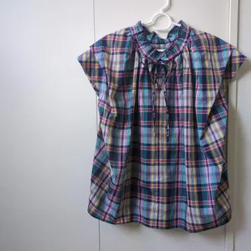 Mila Owen 체크 무늬 반팔 셔츠 ONE SIZE
