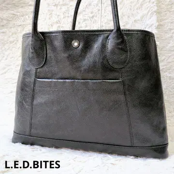 L.E.D.BITES 토트백 A4 수납 숄더 비즈니스 블랙 가죽