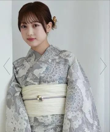 utatane 병아리 상점 유카타 3세트 그레이 국화 오비 일본 나막신