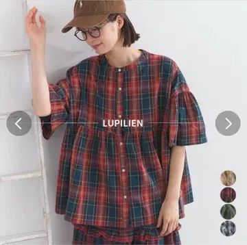 lupilien 루피리앙 선염 체크 소매 프릴 블라우스 새상품