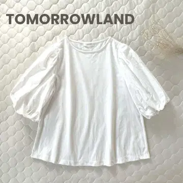 새상품급 TOMORROWLAND 코튼 피스 다이 콤비 퍼프 슬리브 풀오버