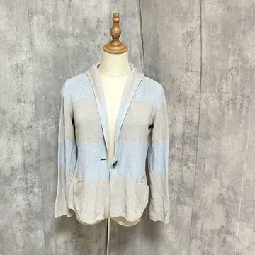 blancvert La NATURE 보더 후드 부착 가디건