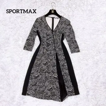 SPORTMAX 비대칭 디자인 원피스 꽃무늬 랩 V