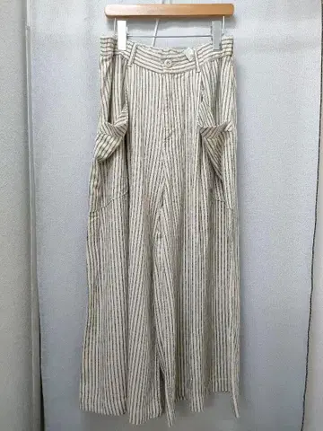 카페티 스트라이프 아이보리 와이드 팬츠