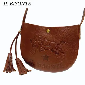[ IL BISONTE ] 새상품급 빅 로고 숄더백 가죽 태슬