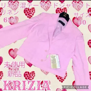 미사용 새상품 KRIZIA 테일러드 자켓 핑크 린넨