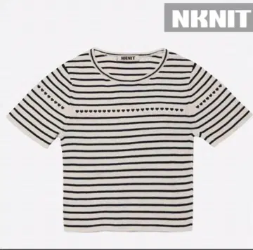 paper mix pattern knit T-shirt mini