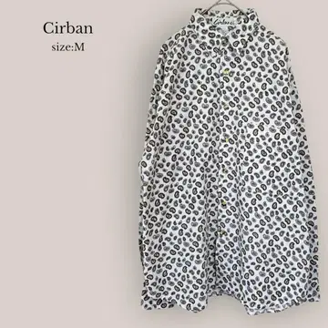 [Cirban] 긴팔 셔츠 페이즐리 올 패턴 남성용 면 100% 화이트