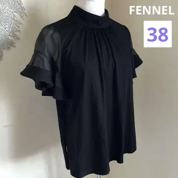 FENNEL 시스루 플레어 슬리브 블라우스 블랙 등 쉘 버튼