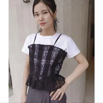 자수 오간자 턱 뷔스티에 베스트 여성용