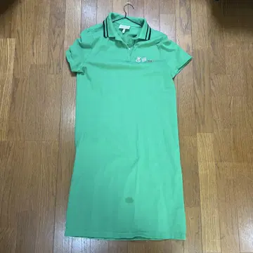 스누피 라코스테 자수 그린 반팔 폴로 셔츠 원피스