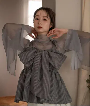 mideal 스트라이프 리본 tops / 스트라이프 리본 탑스