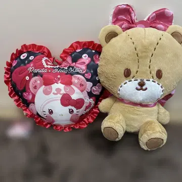 팬더 헬로키티 하트 모양 쿠션, 타이니참 BIG 봉제인형