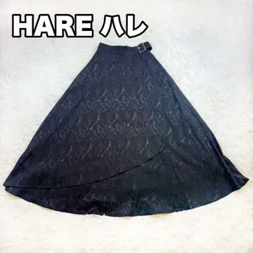 HARE 자카드 플라시 레이어드 스커트 프릴 패턴 벨트 롱