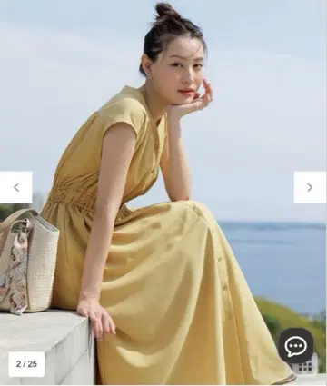 애니시스 새상품 [세탁 가능] 프론트 버튼 개더 원피스