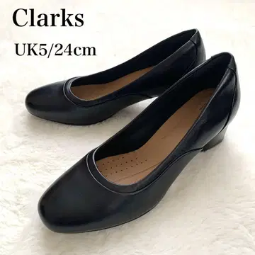 [인터넷 한정/컨디션 최상] Clarks 라운드토 펌프스 가죽 블랙