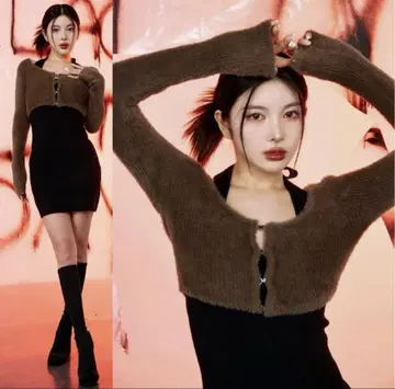 새상품 다리치 홀터넥 앙상블 미니 원피스 샤기