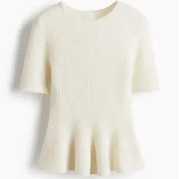 H&M 페플럼 니트 RIB-KNIT PEPLUM TOP 화이트