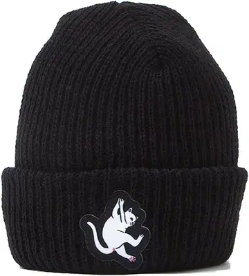 RIPNDIP 니트 모자 HANG IN THERE RIBBED 블랙