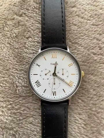 TIMEX 크로노그래프 가죽 벨트 시계