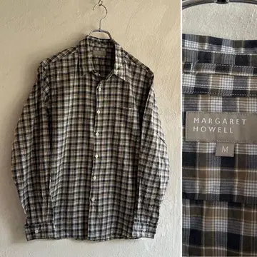 새상품급 MARGARET HOWELL 체크 셔츠 베이지 MHL.