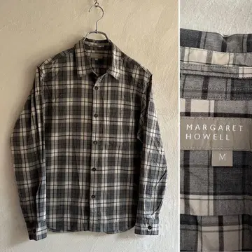 새상품급 MARGARET HOWELL 체크 셔츠 그레이 MHL.