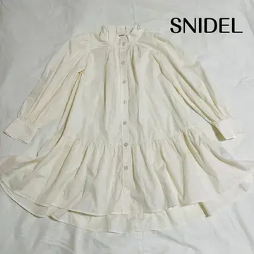 SNIDEL 스나이델 셔츠 원피스 플레어 긴팔 화이트
