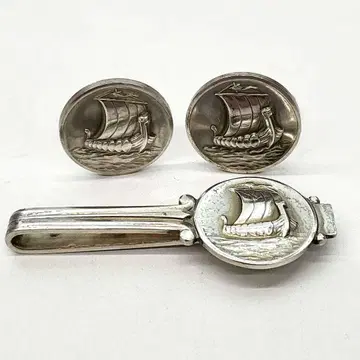 [ E ] 레어 GEORG JENSEN 925 넥타이핀 커프스 세트
