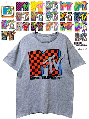 MTV 티셔츠 L 그레이 USA 구제 의류