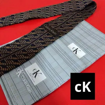 Calvin Klein cK 린넨 넥타이 새상품 손수건 포함