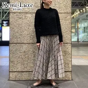 Demi-Luxe BEAMS 체크 플리츠 스커트 턱 스트레치