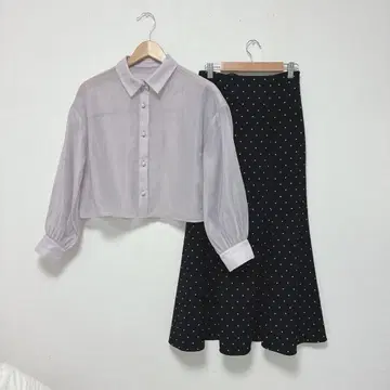 [쿠튀르 브로치] 시어 셔츠 & 스커트 세트