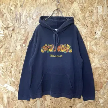 USA 제작 Vintage 구제 꽃무늬 해바라기 플라워 나비 후드티 XL