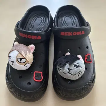 L 24.5-25 통굽 샌들 NEKOMA 캐릭터 샌들 블랙