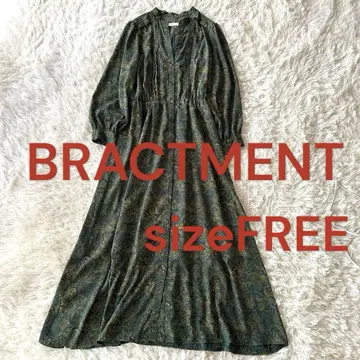 미품 BRACTMENT 올 패턴 롱 원피스 프리 그린
